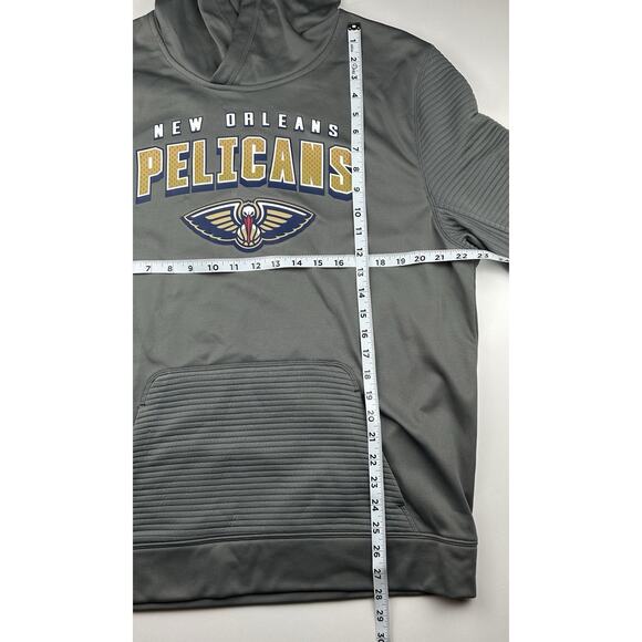 New Orleans Pelicans NBA Brand TX3 Warm Hoodie Sweatshirt Size Large Gray Logo - Picture 7 of 11